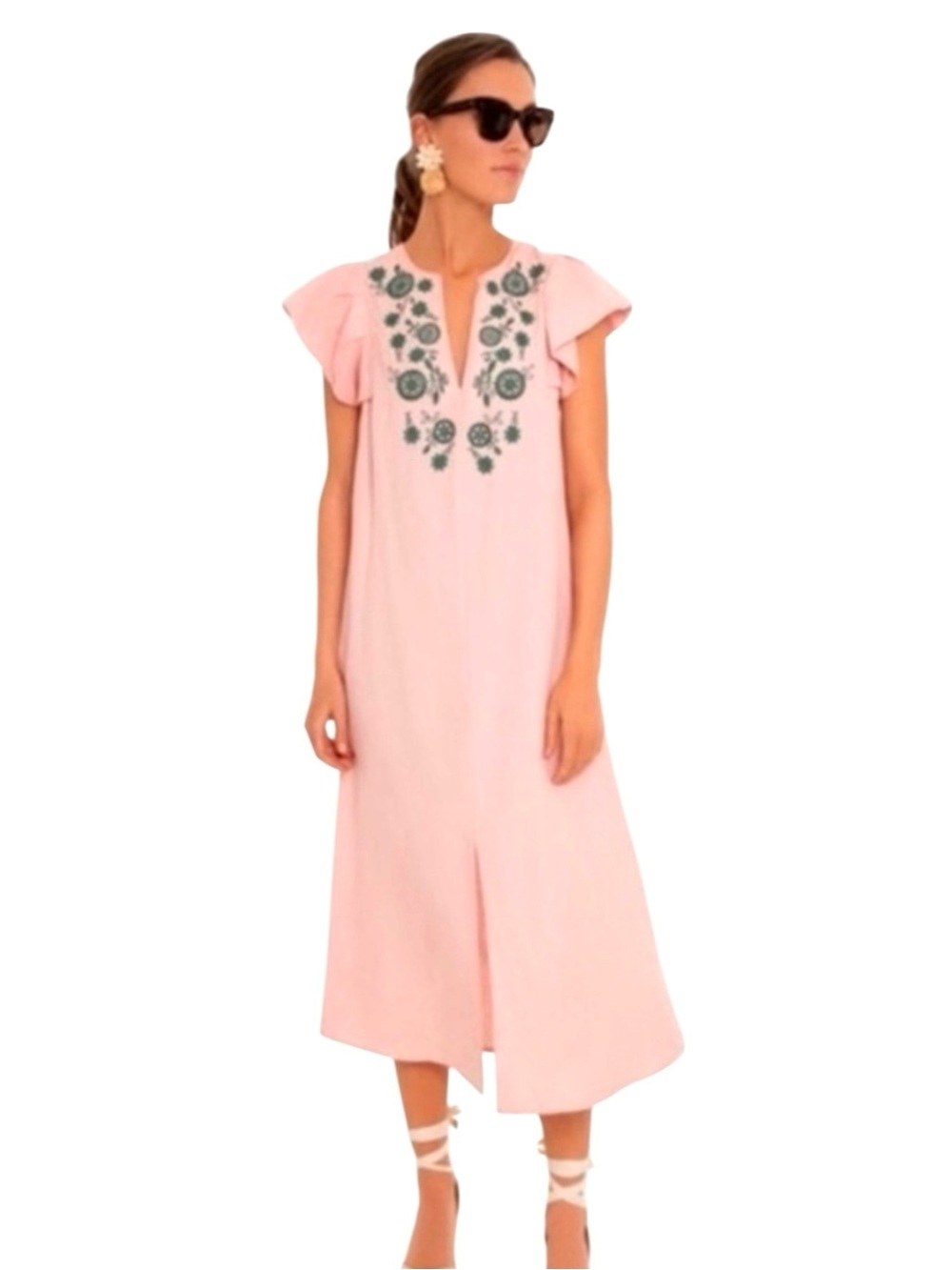 Tucknuck Pomander Place Pink Embroidered Linen Dress Size Small - Picture 2 of 14